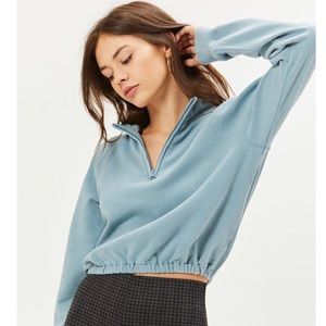 Pacsun Blue Cropped Half Zip Sweatshirt